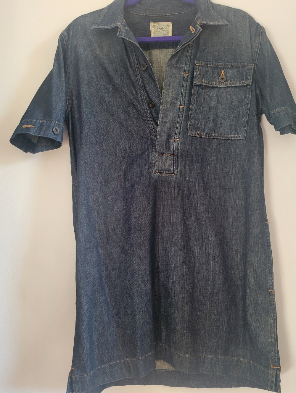Polo Ralph Lauren dark blue denim mini dress tunic with pockets size S
